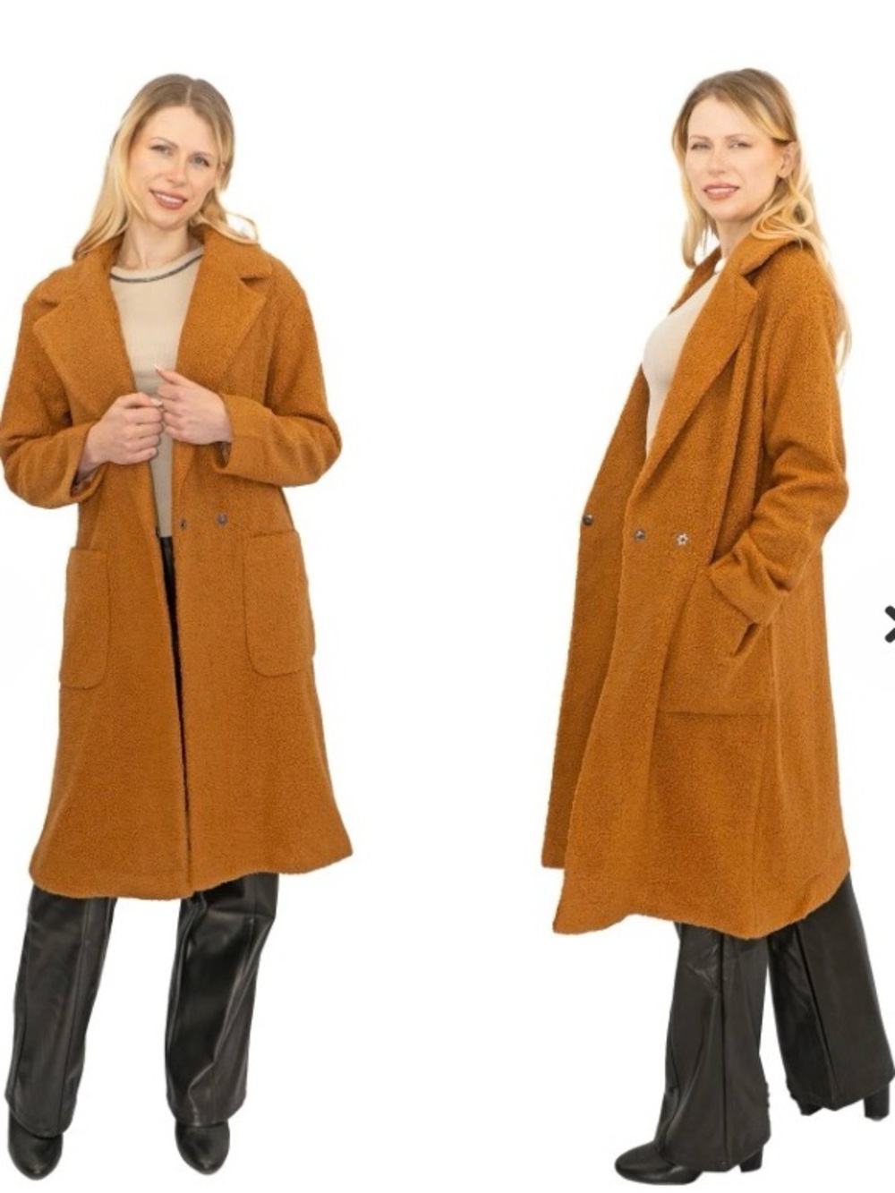 Marks & Spencer Teddy Coat in Camel Brown - Oversized Faux-Shearling Jacket